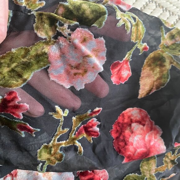 ASTR THE LABEL Floral Velvet Burnout Mini Dress L Black Red Ruffled Whimsigoth - Picture 12 of 16